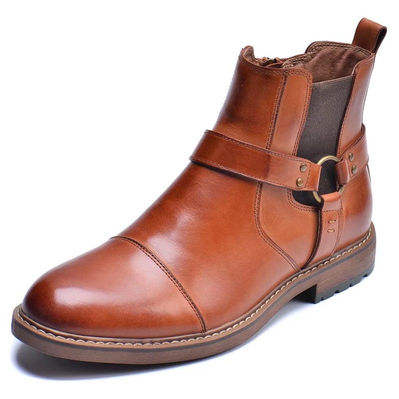 Arkbird Chelsea Ankle Boots, Leather Lined Oxfords for Men with Zipper Brown 12 - Image 1